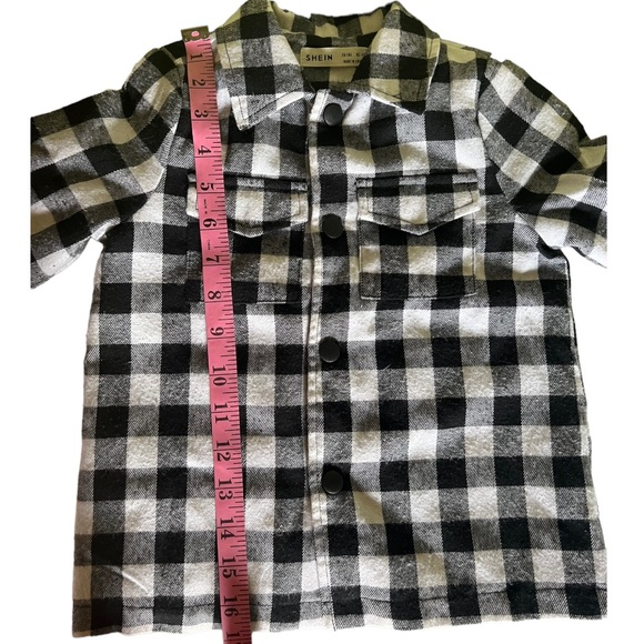 Shein | Toddler Flannel Shacket Plaid Long Sleeve Button Down Shacket Kids - Picture 13 of 15